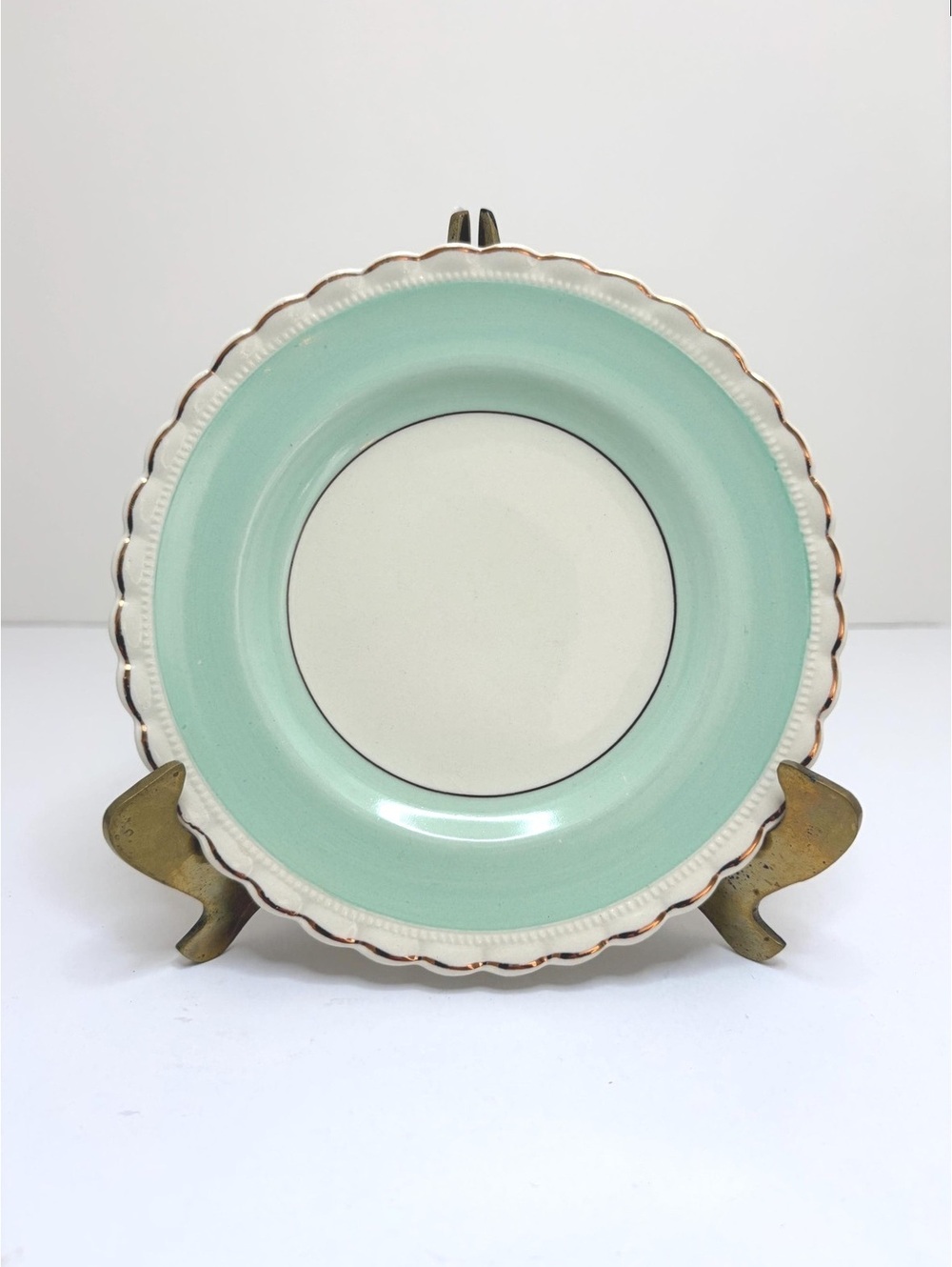Vintage J&G Meakin England Aqua Dessert Plate | Scalloped Gold Trim | 6.5 Inch